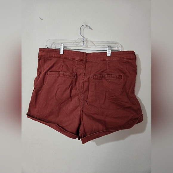 Express Orange Pleated Mom Short High-Rise Cuffed Chino Shorts Women's Size 14 - Picture 2 of 5